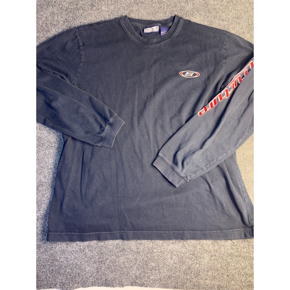 Structure Shirt Mens‎ Large Navy Loose Fit Raglan Sleeve Crew Neck Spellout Logo
